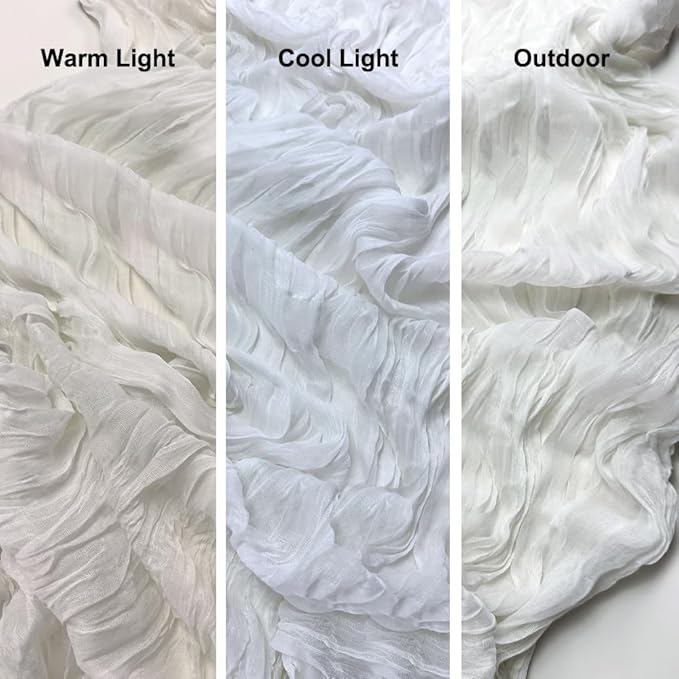 Booque Valley White Table Runner 3 Pack Cheesecloth 10ft Super Soft Boho Wrinkled Gauze Sheer Cloth for Baby Shower Baptism Birthday Party Wedding Christmas Centerpiece Table Decoration, 35x120 Inch