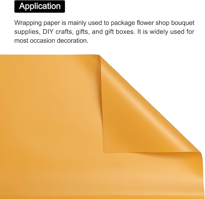 MECCANIXITY 20 Pcs Flower Wrapping Paper 22.8x22.8 Inch Waterproof Florists Wrapping Paper for Florist Bouquet Supplies, DIY Crafts, Gift/Gift Box Packaging Yellow