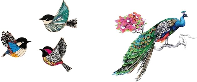 Fenteer Bird Wall Hanging Wooden Bird Wall Art Flying Birds Wall Decor Wooden to Install Material Suitable for Living Room Bedroom