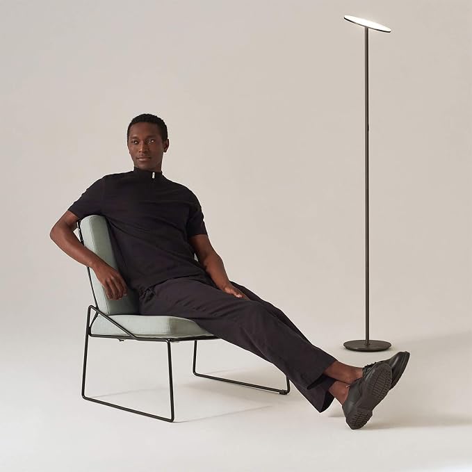 Brightech Sky LED Floor lamp, Torchiere Super Bright Floor Lamp for Living Room Decor & Office - Dimmable, Tall Standing Lamp with Warm Light for Bedroom & Reading - Bronze