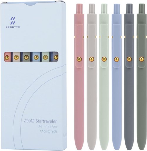 Ddaowanx Gel Pens - 0.5mm Fine Point Quick-Dry Blue Ink | Smooth Writing, Colorful Barrels (6 Pcs)