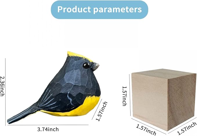 Bird Figurines Hand Carved Painted Wooden Statues for Home Decor, Gift for Bird Lovers,Housewarming, Birthday, Christmas, Anniversaries (NO.19-Sultan tit)