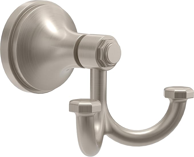 Franklin Brass Woodruff (1-Pack) Towel Hooks Satin Nickel Double Bathroom J Hooks Wall Mounted for Robes & Towels Hand Towel Hook Holder Kitchen, Bathroom Accessories WDRF35-SN