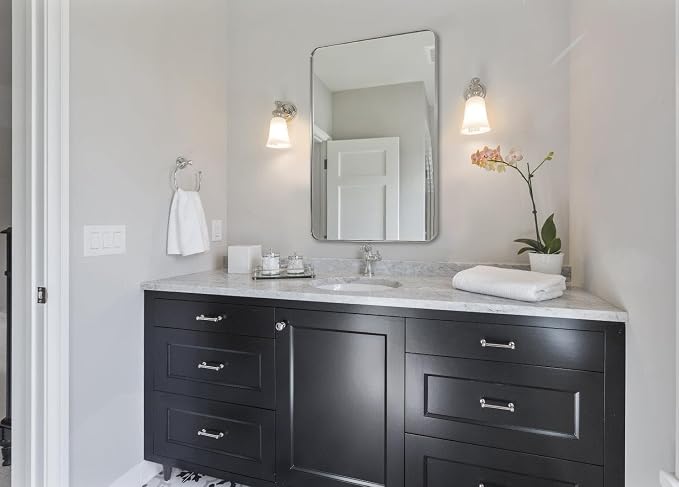 ANDY STAR Brushed Nickel Mirrors for Bathroom Sink, 28x36 Inch Bathroom Vanity Mirror with Rectangular Metal Frame-Modern Clean Design with Superior Stainless Steel Frame