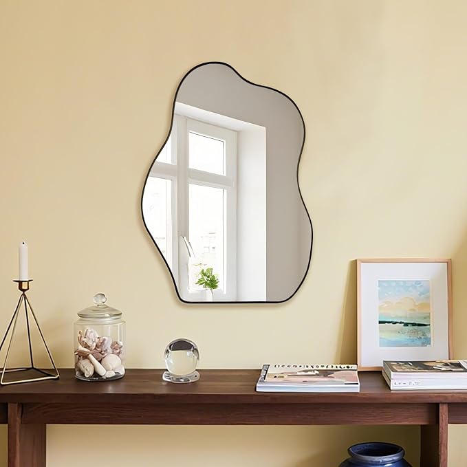 BOMINICA Irregular Wall Mirror - Asymmetrical Mirror for Bathroom, Living Room, Entryway, Bedroom - 20" x 28"