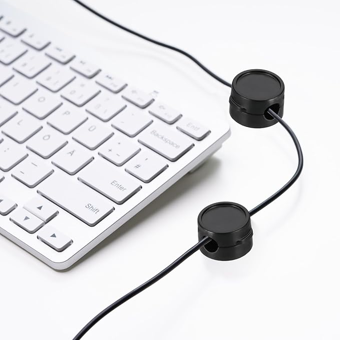 PATIKIL Cable Organizer Holder, 3 Pcs Magnetic Spring Desk Cable Management Clips Adhesive Cord Holder Keeper for Office Desktop Wall Car, Black