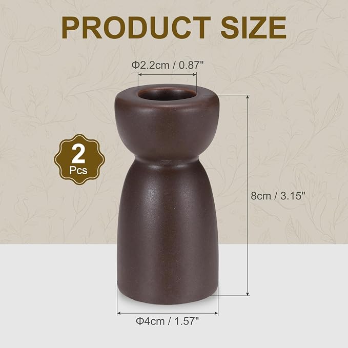 uxcell 2 Pack Candlestick Holder Black Brown Ceramic Taper Candle Holder Candle Stand Holders Modern Style Decoration for Centerpiece Tabletops Anniversary