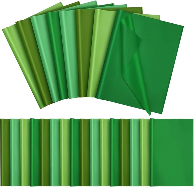 Qilery 500 Sheets Christmas Green Tissue Paper Bulk for Gift Bags 15 x 20 Inch Acid Free Decoupage Packaging Wrapping Paper Sheets for Christmas Decoration DIY Crafts, Bouquet, Wedding, Shipping