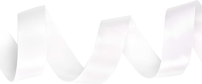 YAMA Double Face Satin Ribbon - 1 inch 25 Yards for Gift Package Wrapping,Floral Design,Hair Bow Clip Making,Crafting,Sewing,Wedding Decor,White