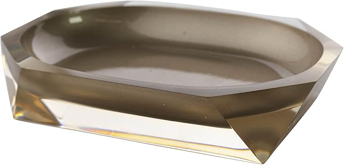 Faceted Soap Dish, Durable Resin, Smooth, Easy to Clean, for Stylish Bathroom Décor, Bronze, 4x5, Sold Individually