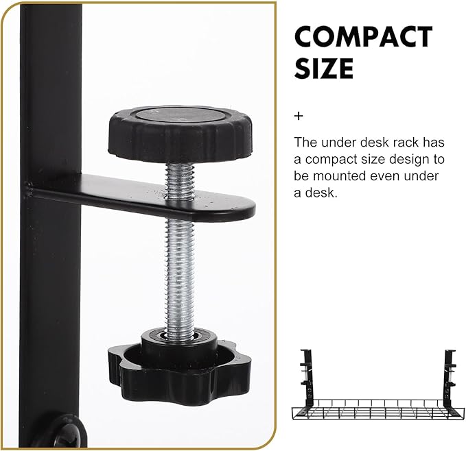Under Desk Cable Management Tray, Cable Storage Rack Wire Cord Organizer, No-Drill Black 500Mm Holder for Office Desk Power Strip Organization