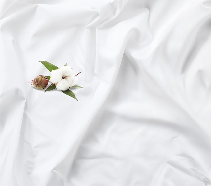RUVANTI 100% Organic Cotton Sheets Full Size, Percale Weave, GOTS Certified, 4-Piece Set, Deep Pocket 15", Crisp & Breathable, Soft Durable Bedding, Sábanas Algodón Orgánico – Bright White
