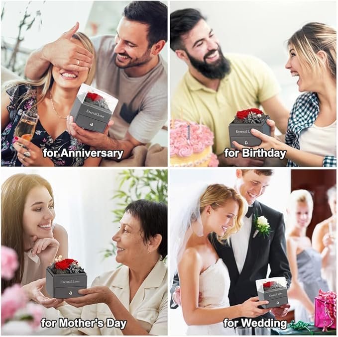 SHOKUTO Preserved Rose,Birthday Gifts for Women Mom Girlfriend,Gifts for Mom Grandma Wife Daughter Sister,Jewelry Boxes with Necklace