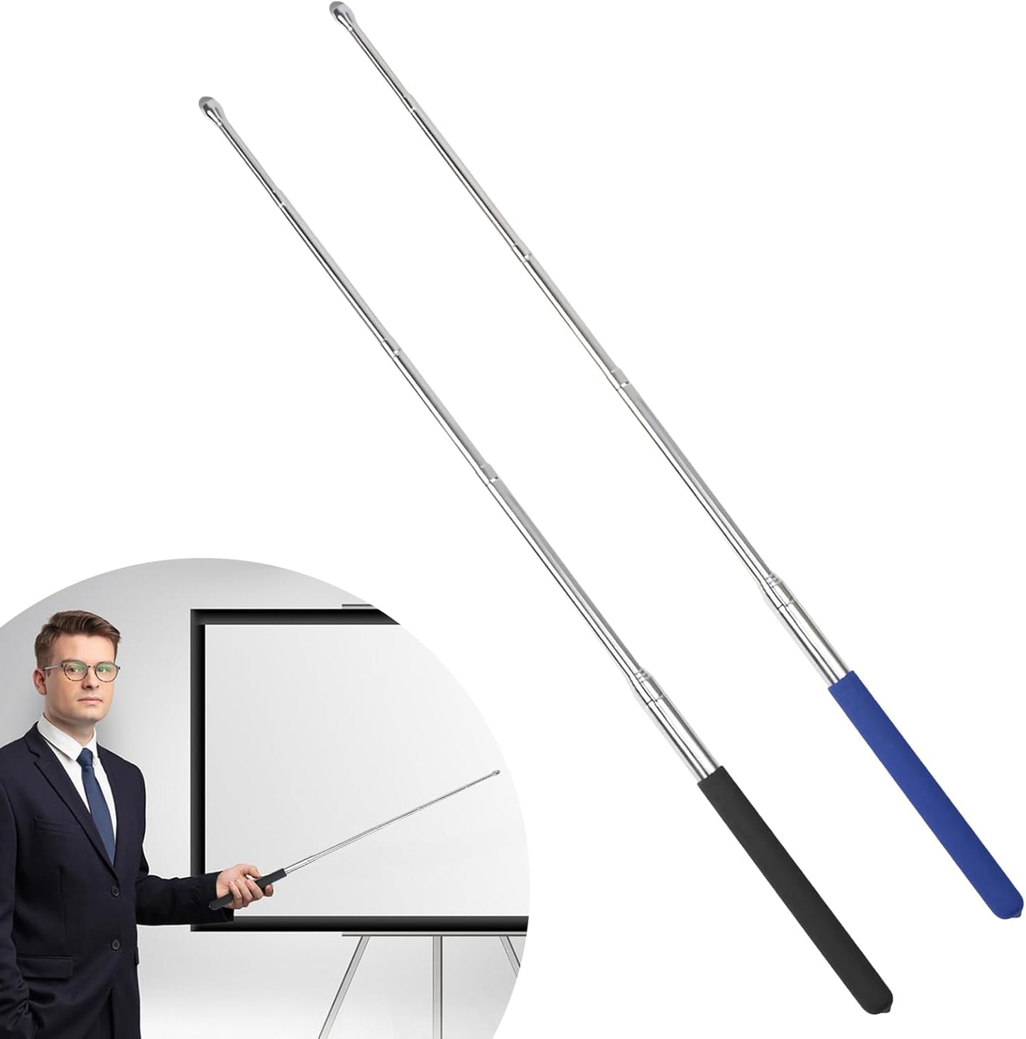 Skiennix Retractable Teacher Pointer - 39.5'' Pointer Stick with Smooth Stylus Pen for Presentations