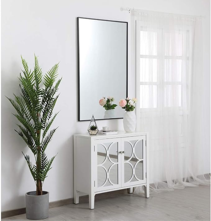 Elegant Decor Eternity 48" x 30" Contemporary Metal Frame Mirror in Black