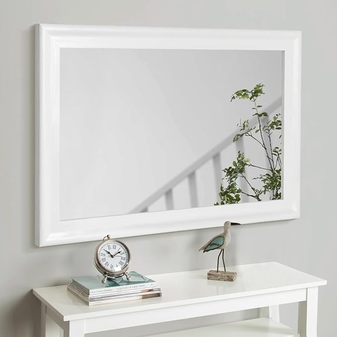 CULER White Wall Mirror for Bathroom,Rectangle Rustic Large 30 x 40 inch Hanging Vanity Mirrors for Living Room,Bedroom,Entryway (30x40 inch, White)