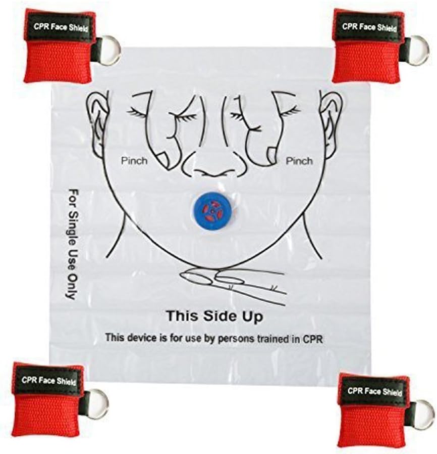 Skiennix CPR Face Shield Keychain - 100pcs Emergency Kit for First Aid & CPR Training (Red)