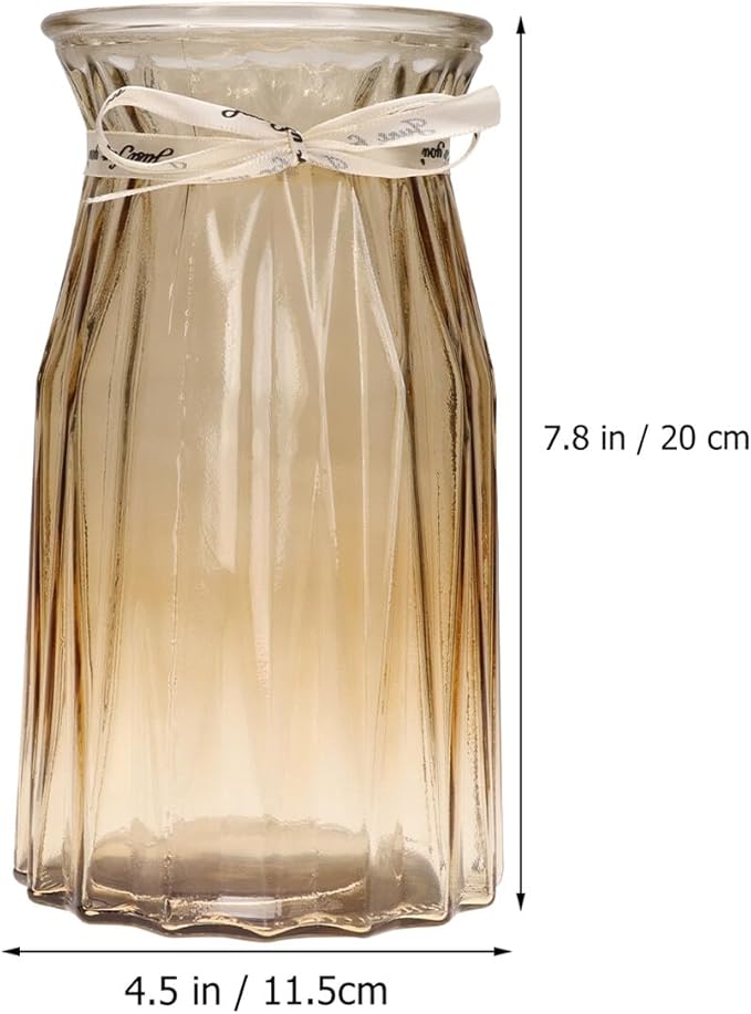 Nordic Style Glass Vase Amber Color Decorative Hydroponic Flower Bottle Elegant Planter Pot for Home Office Festival Display