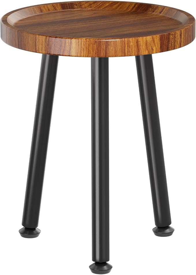 Ekisemio Plant Stand Outdoor Indoor, Mid Century Wood Side Table with Walnut Finish & Raised Edge, Modern Small End Table for Living Room (12.5"x18")