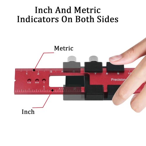 Metal Slide Stop Precision Pocket Ruler - 300mm Woodworking Measuring Tool for Accurate Scribing