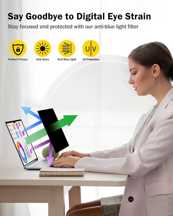 F FORITO 14 Inch 16:10 Laptop Privacy Screen Protector, 360° Anti Peeping and Anti Glare Laptop Privacy Shield Compatible with All 14" Laptops with 16:10 Aspect Ratio