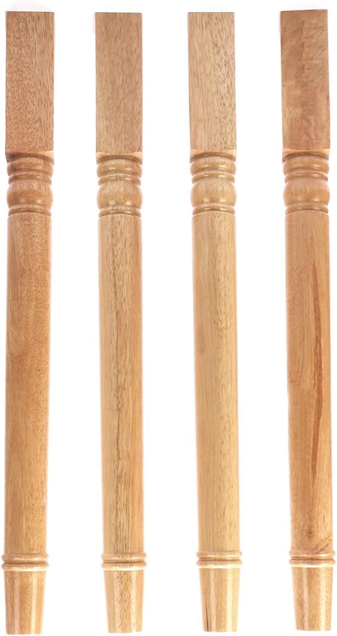 tonchean 28 inch Furniture Legs 4 Pack Turned Farmhouse Table Legs Set DIY Wood Legs Round Farmhouse Legs Replacement Coffee Table Bench Dining Legs Varnish Coated