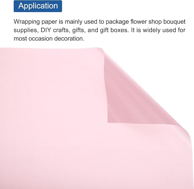 MECCANIXITY Flower Wrapping Fog Paper 22.8x22.8 Inch Waterproof Matte Floral Wrapping Paper for DIY Crafts, Gift/Gift Box Packaging Pink 20 Pcs