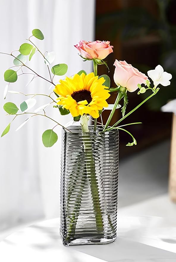 Modern Minimalist Glass Horizontal Stripe Crystal Dry Vase