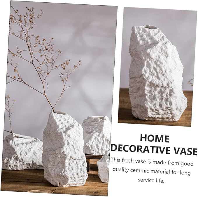 TOYANDONA Imitation Stone Ceramic Vase Artistic Home Decor Ornament for Tabletop Minimalist Flower Vase for Dried Flowers and Unique Housewarming