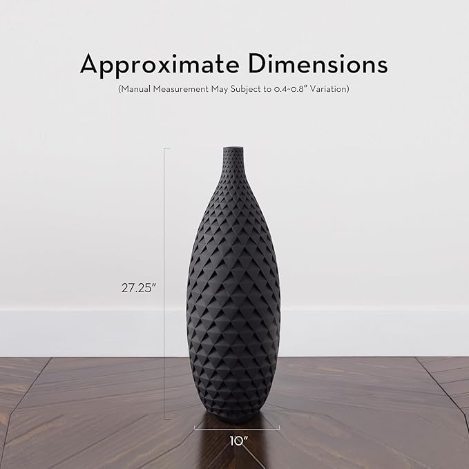Z Gallerie Cairo Floor Vase - Geometric Faceted Tall Vessel (Plant Not Included) - Black