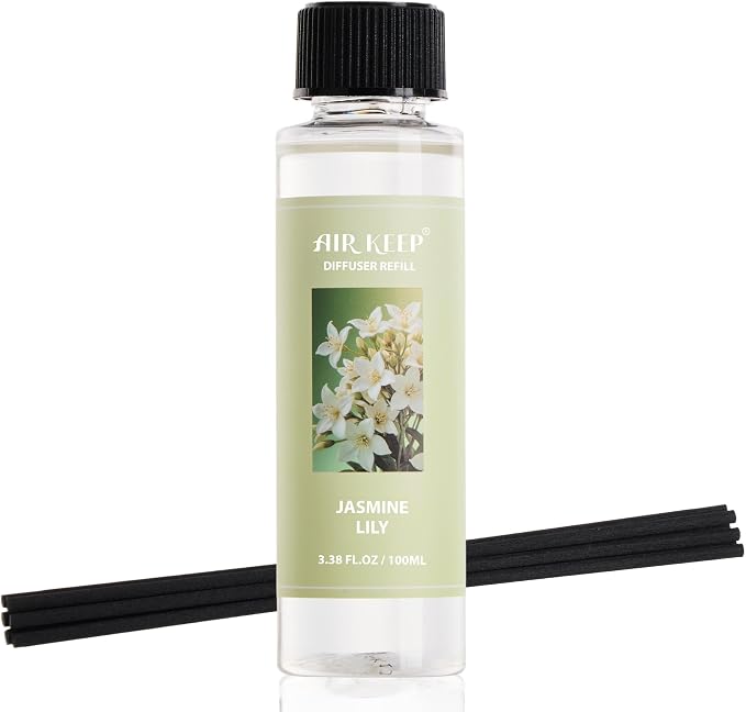 Airkeep Reed Diffuser Oil Refill/Jasmine Lily/3.38 oz / 1 Pack/Air Freshener & Aromatherapy Essential Oil Blend for Home Fragrance – Scented Refill Oil for Bathroom, Bedroom & Home Decor