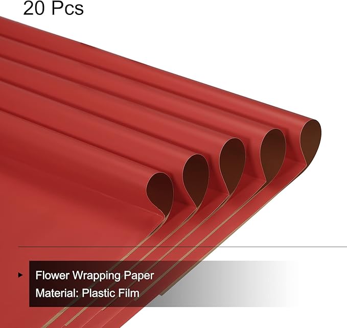MECCANIXITY 20 Pcs Double Sided Color Flower Wrapping Paper Wine+Gold 22.8"x22.8" Waterproof for Florist Bouquet Supplies, DIY Crafts, Gift Box Packaging