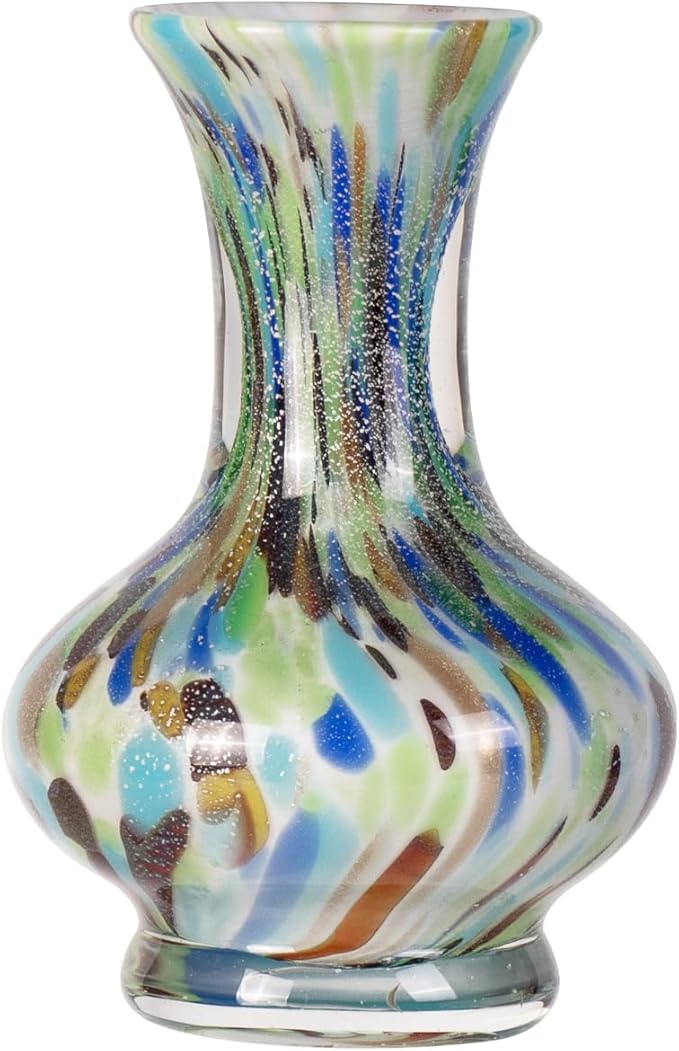 KAMMAK Colored Glass Vase, Beautiful Hand Blown Decorative Vase, Modern Art Vase for Flower Mantle Dining Table Centerpiece, Entryway Living Room Wedding Decoration, FH020