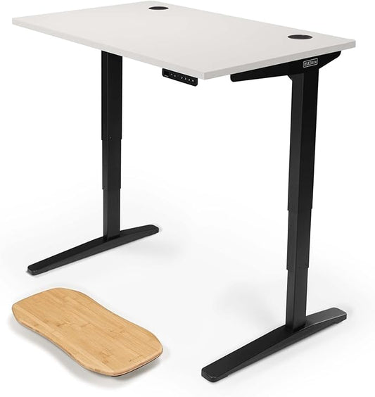 UPLIFTDESK V2 2-Leg White Laminate Wood Standing Desk – Adjustable Height, Advanced 1-Touch Memory Keypad, Under Desk Cable Management, Wire Grommets & Rocker Board (Black C-Frame, 48 x 30 inch)