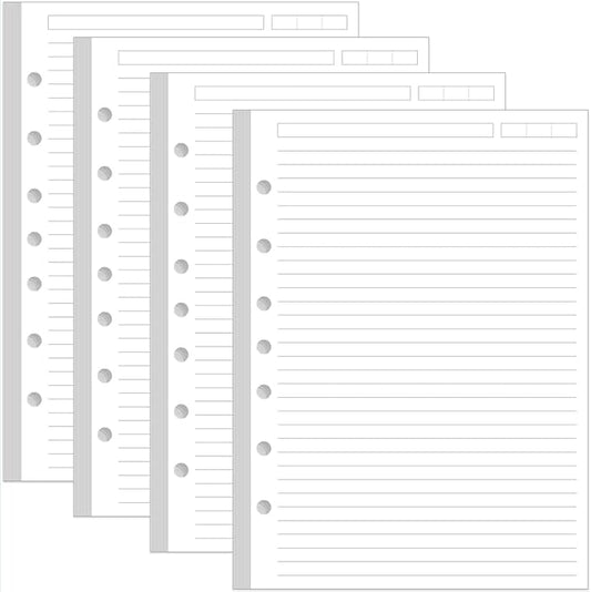 (4-Pack) Mini Binder Lined Filler Paper for 3 or 7 Ring Binders - 400 Sheets/800 Pages Loose Leaf Rule Paper Refills, Desk Size 4, 100gsm Line Paper, 5.8" x 8.5"