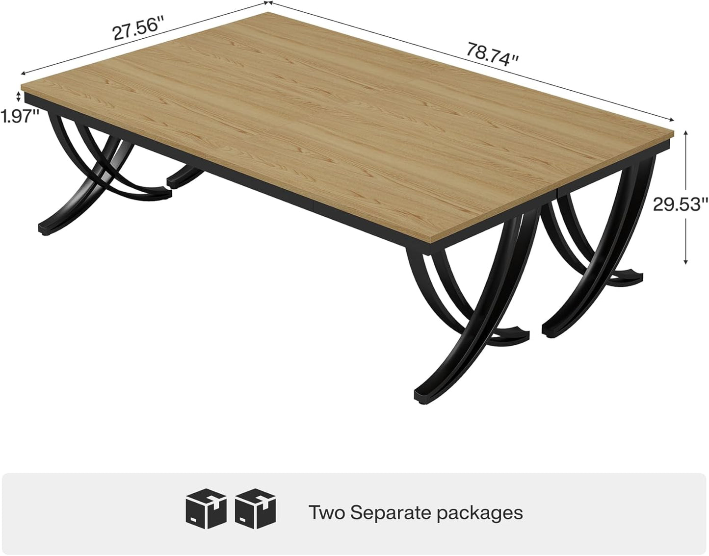 Tribesigns 6.5FT Conference Table - Rectangular Business Desk for 6-8 People | Durable Metal Frame, Oak Finish