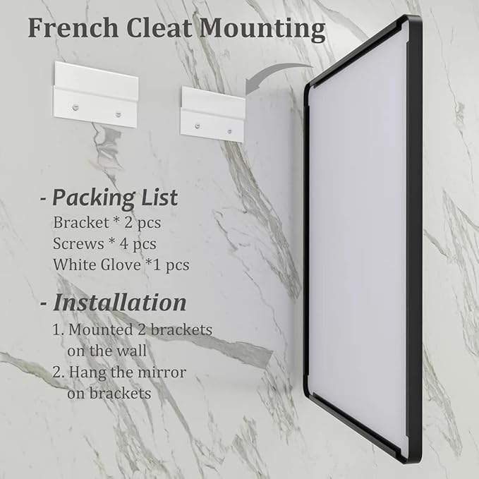 24x28 Inch Black Metal Framed Bathrrom Mirror for Wall, Matte Black Rectabgle Mirror, Shatterproof, Anti-Rust, Horizontally or Vertically Mounted