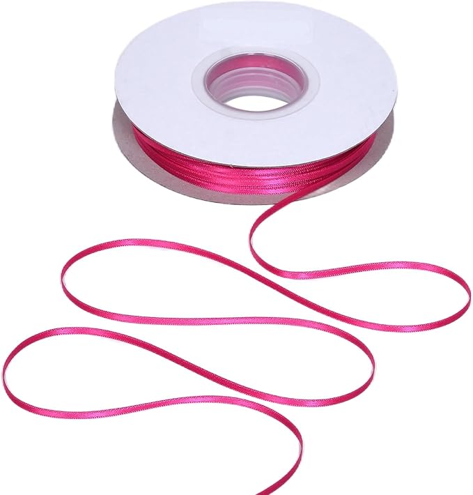 YAMA Hot Pink Double Faced Satin Ribbon 1/8 Inch 100 Yards Ribbon for Gift Wrapping Crafts Bows Wedding Party Decoration