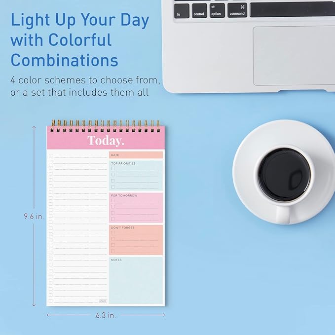 Sweetzer & Orange Daily & Weekly To Do List Notepad – Undated Work Planner & Organizer with Wish List Section, 52-Sheet Coiled Task Pad for Productivity – PINK To Do List Notebook for Work