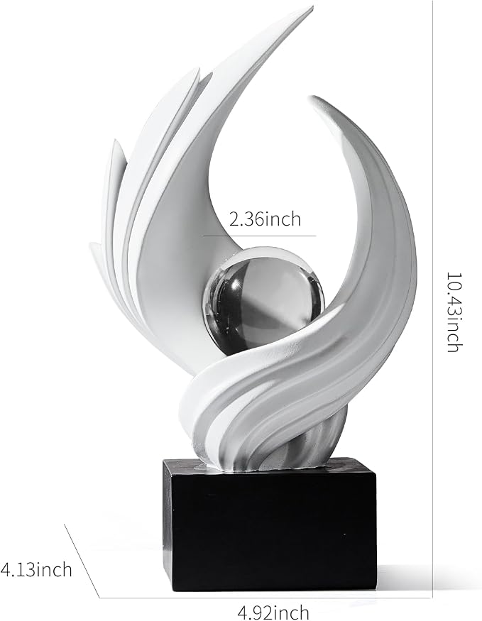 Abstract Art Sculpture, Resin Gold Decorative Statue, Modern White Ornaments for Living Room, Decorativas Modernas for Coffee Table, Entryway & Office Collectibles (White)