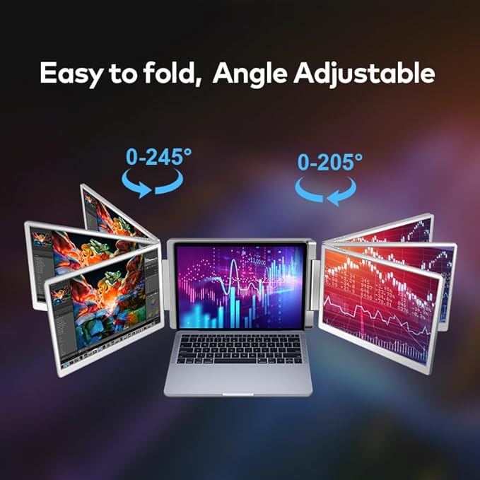 Smartlinx 16" Laptop Screen Extender Triple Display - 2560x1600P QHD Portable Monitor, USB C Detachable Plug & Play Extender for 12" -17" Laptops - Compatible with Windows/Android/PS4/MacBook