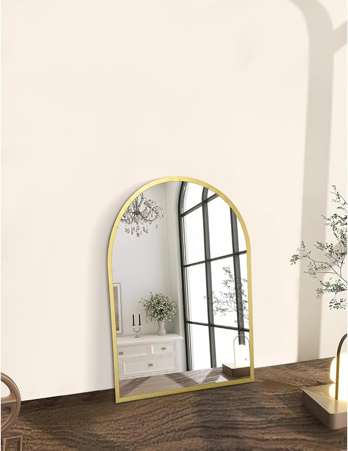 Arched Bathroom Mirror for Wall, Arch Wall Mirror Aluminum Alloy Frame Mirror for Vanity Living Room, Bedroom, Entryway Small 16"x12"