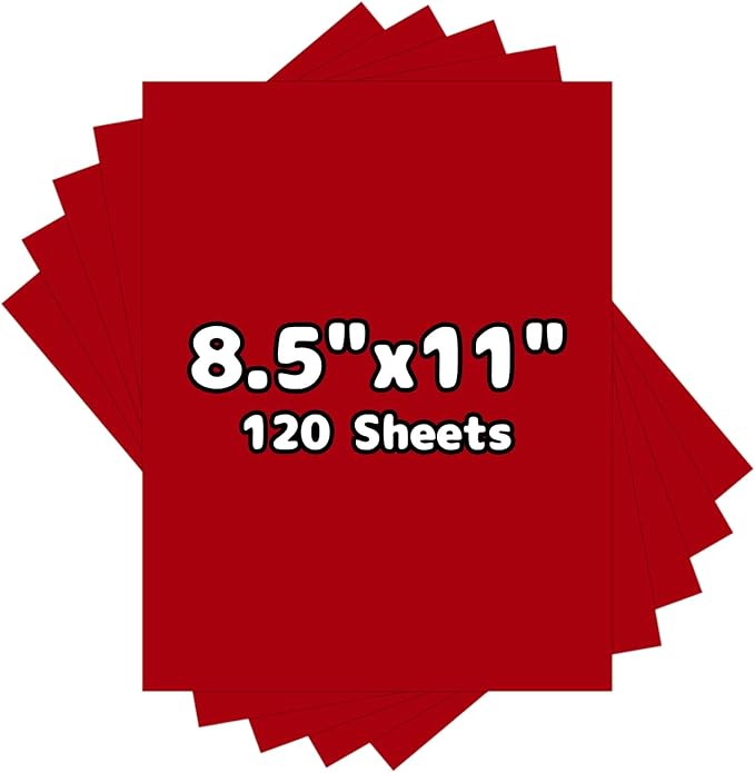 120 Sheets Cardstock 8.5x11, 65lb Dark Red Card Stock, Red Construction Paper, 180gsm Thick Printer Paper for Printing, Painting, Card Making, Kids School Supplies,Party Decorations