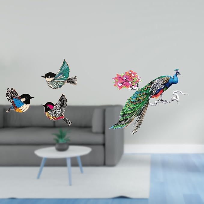 Fenteer Bird Wall Hanging Wooden Bird Wall Art Flying Birds Wall Decor Wooden to Install Material Suitable for Living Room Bedroom