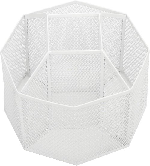 Annova Mesh Desk Organizer - 5-Compartment Spinning Tidy for Office & Home | White