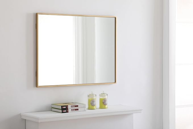 Elegant Decor Monet 32" x 24" Rectangle Metal Frame Mirror in Black