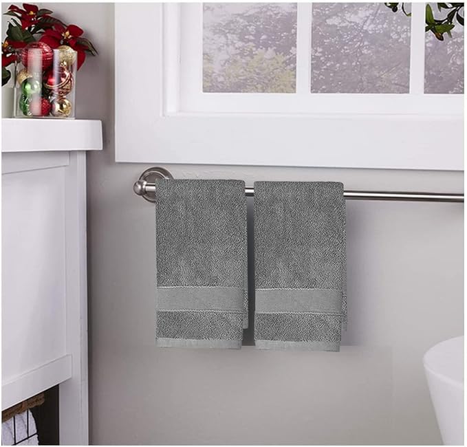 RUIBOLU Hand Towels for Bathroom - Cotton Ultra Soft Highly Absorbent Hand Towel 2 Set, Size 14" x 30" Home Bathroom Hand Towels for Bath, Hand, Face, Gym Towel (Gray)
