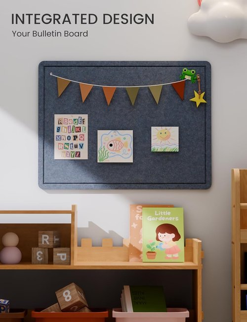 Fluxynara Cork Board Alternative - Foldable Felt Bulletin Board with 12 Adhesive Tabs | 23.6" x 17.5" - Navy Blue
