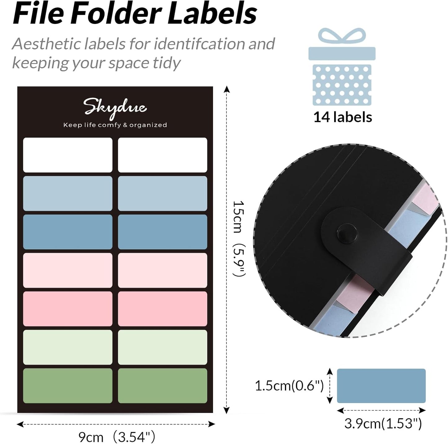 SKYDUE Accordion File Organizer - 8 Pockets, Portable A4 Document Folders with Snap Closure | Pack of 4