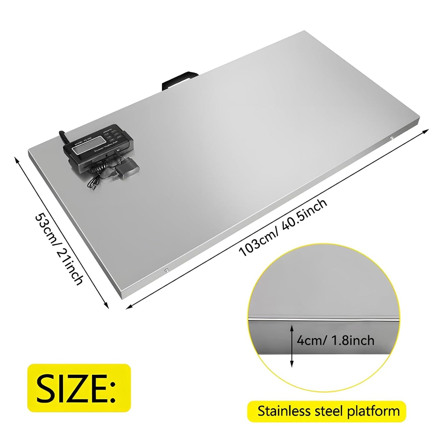 Skiennix Digital Livestock Scale - 1100Lbs Capacity | Stainless Steel Platform for Large Pets & Livestock